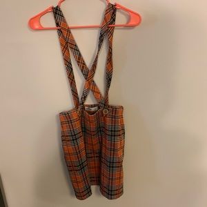 Hollister Plaid Overall Dress